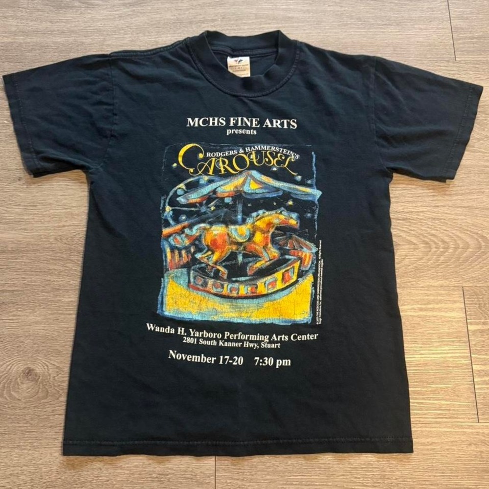 Vintage 2000 Jerzees Carousel Musical Cast Shirt S Y2K Theater Play Graphic Tee